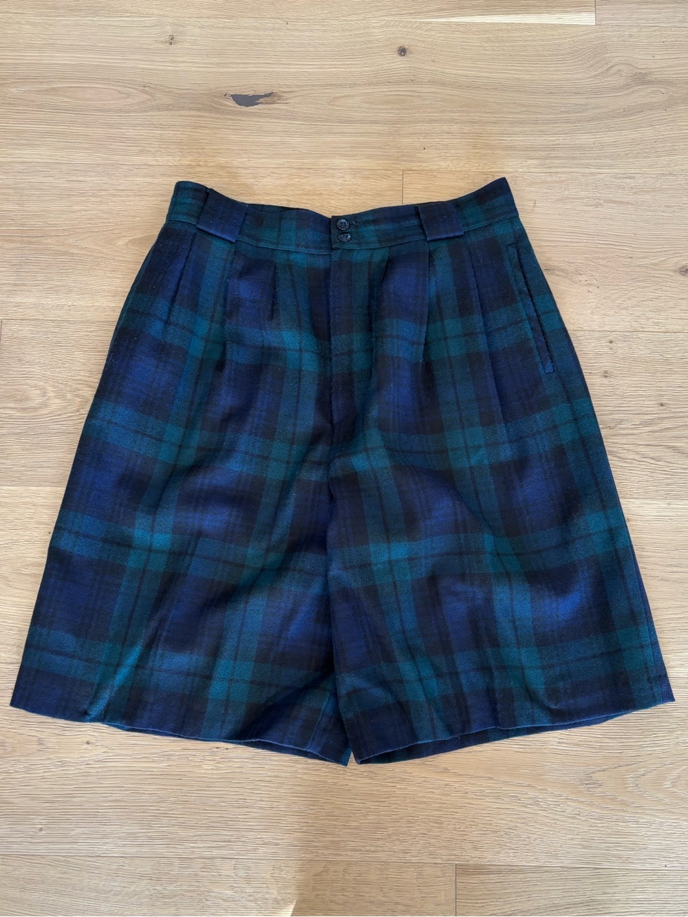 VTG Giorgio Sant’ Angelo Pleated Wool Plaid Classic Tartan Trouser Short 10